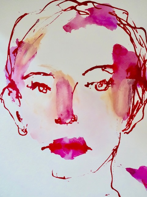 Selbstporträt,Tusche auf Papier 100 x 70 cm, 2018